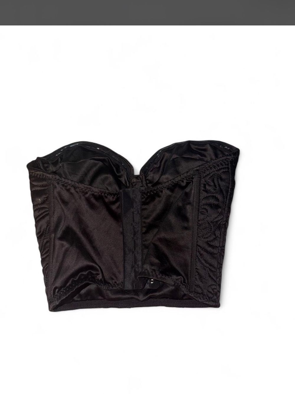 Zara adjustable black floral embroidered satin corset with sweetheart neck line - Picture 2 of 4